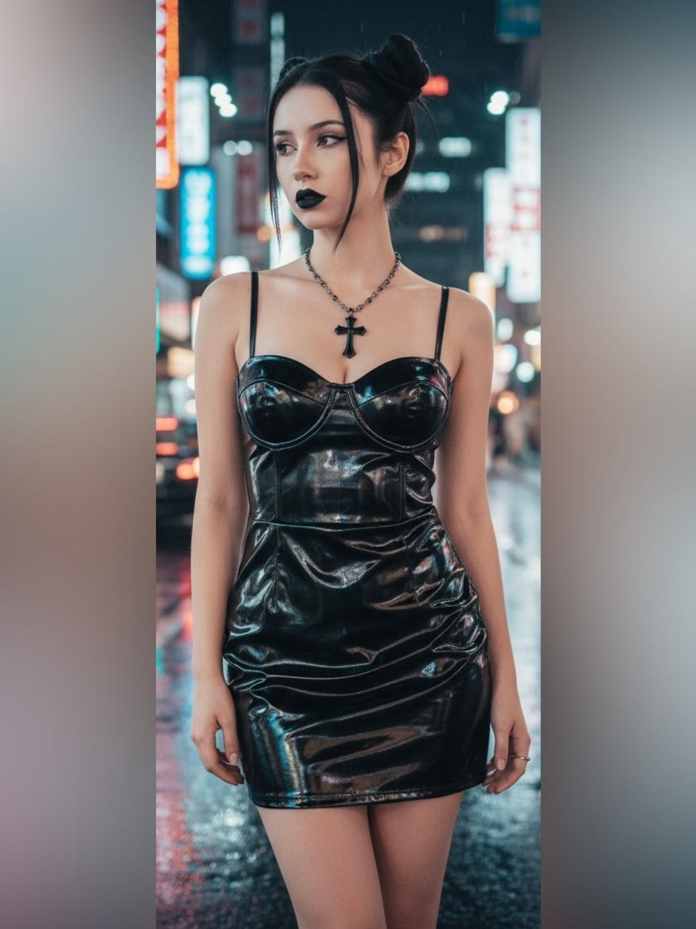 Windsor Black Vinyl Mini Dress Size Small EUC